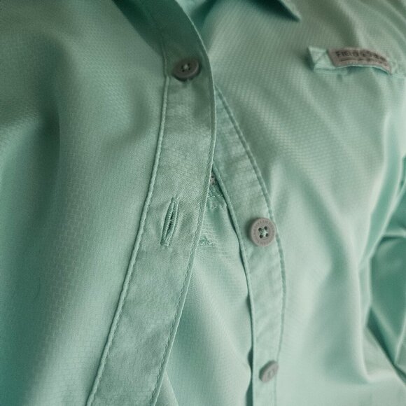 Field & Stream Shirt Outdoor Hiking camping green durable button adj sleeve L - Picture 1 of 5